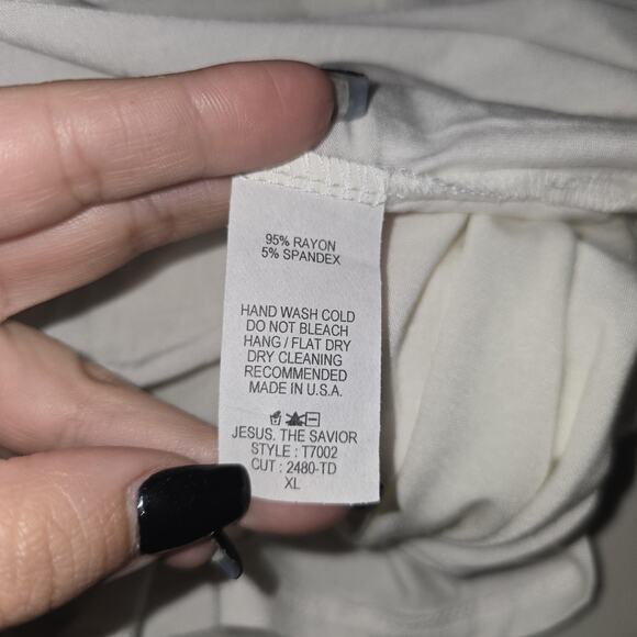 Mentor Apparel Tunic Top Womens XL White Oversized Dolman Sleeve Rayon Stretch - Picture 5 of 6